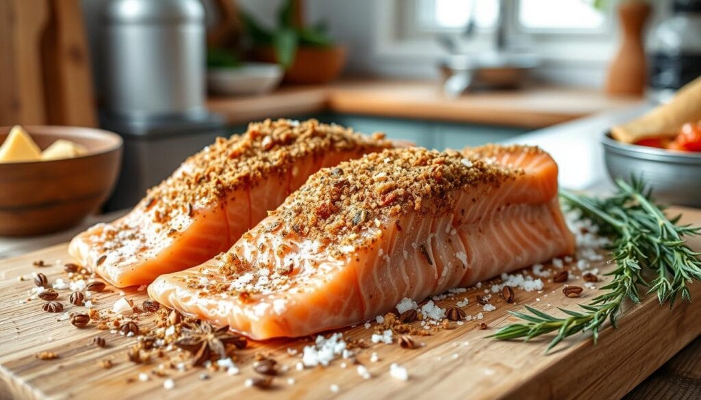 Dry curing salmon