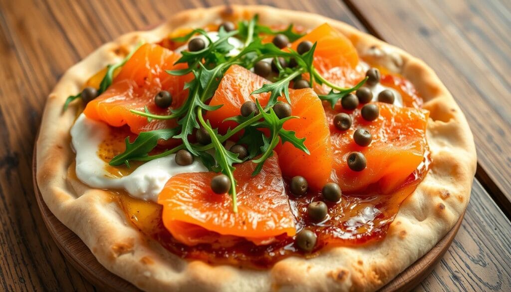 Smoked Salmon Naan Pizza