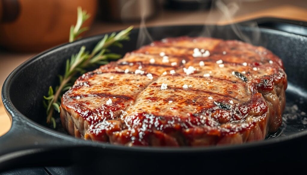 pan searing top round steak