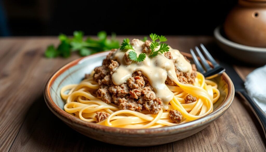 creamy ground turkey alfredo