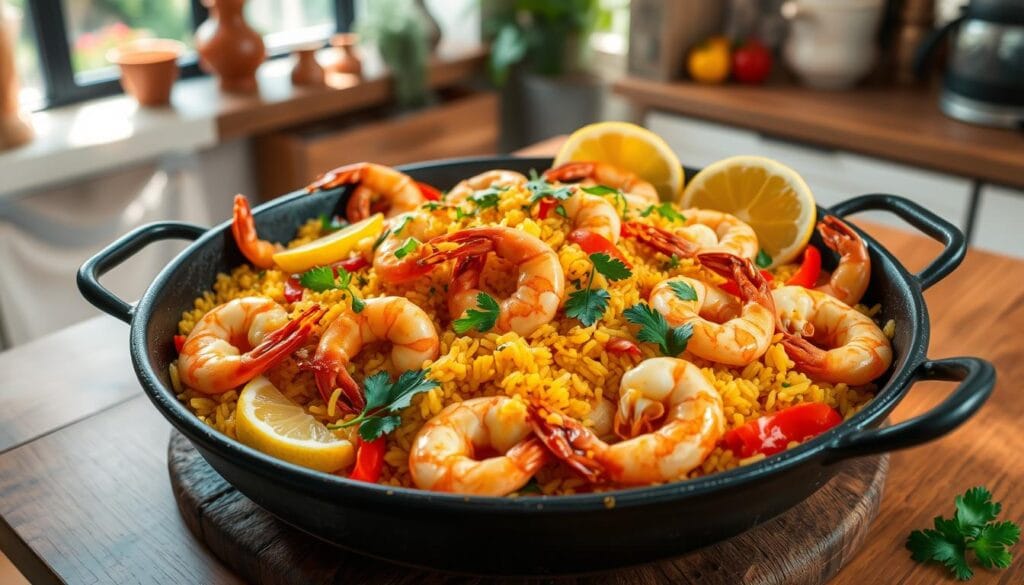 shrimp paella,seafood medley,shrimp paella