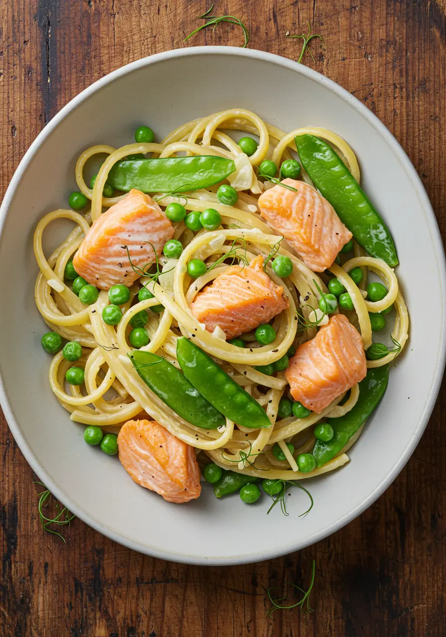 Pasta with Salmon Peas