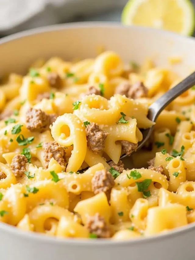 Cheesy Beef Bowtie Pasta